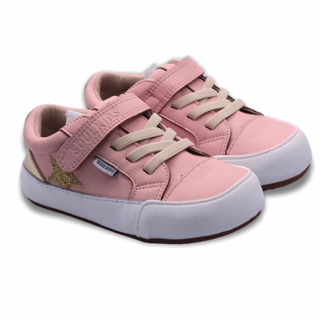 Zapatilla Ergonómica Oasis 2 rosa vista diagonal ambos zapatos