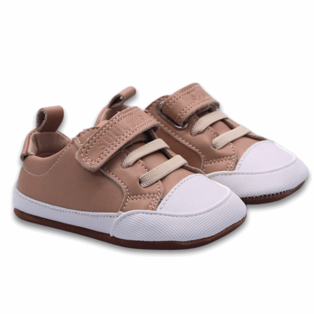 Zapatilla Ergonómica barefoot Pioneros (Vegan) color Capuccino vista ambas en diagonal