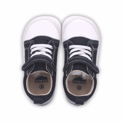Zapatilla Ergonomica barefoot aconcagua 2 lona Negra para niños unisex vista ambos pies desde arriba