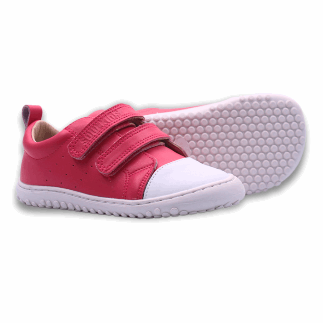 Zapatilla Ergonómica Aconcagua Color frambuesa vista frontal y suela 