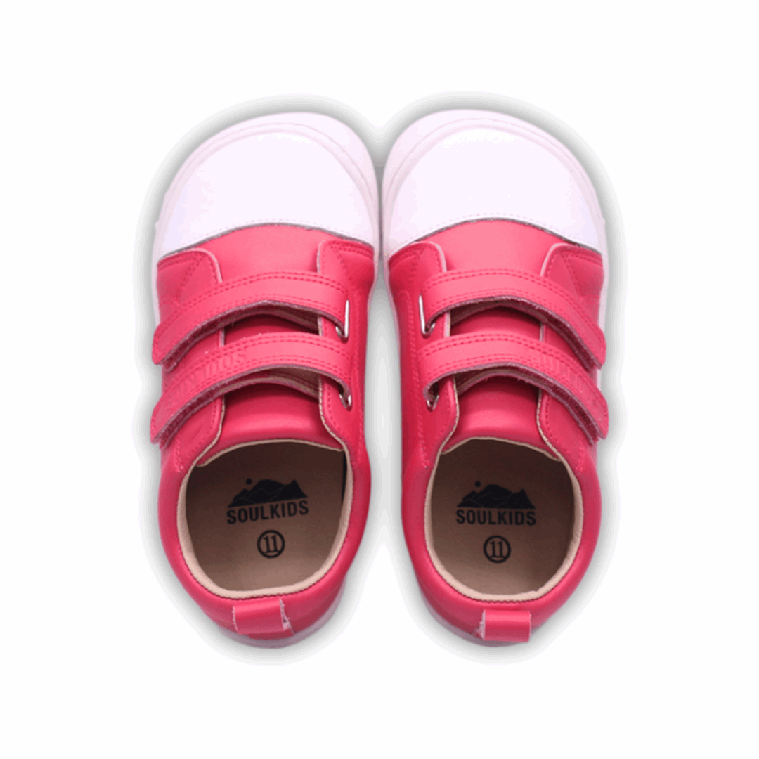 Zapatilla Ergonómica Aconcagua Color frambuesa vista ambos pies desde arriba