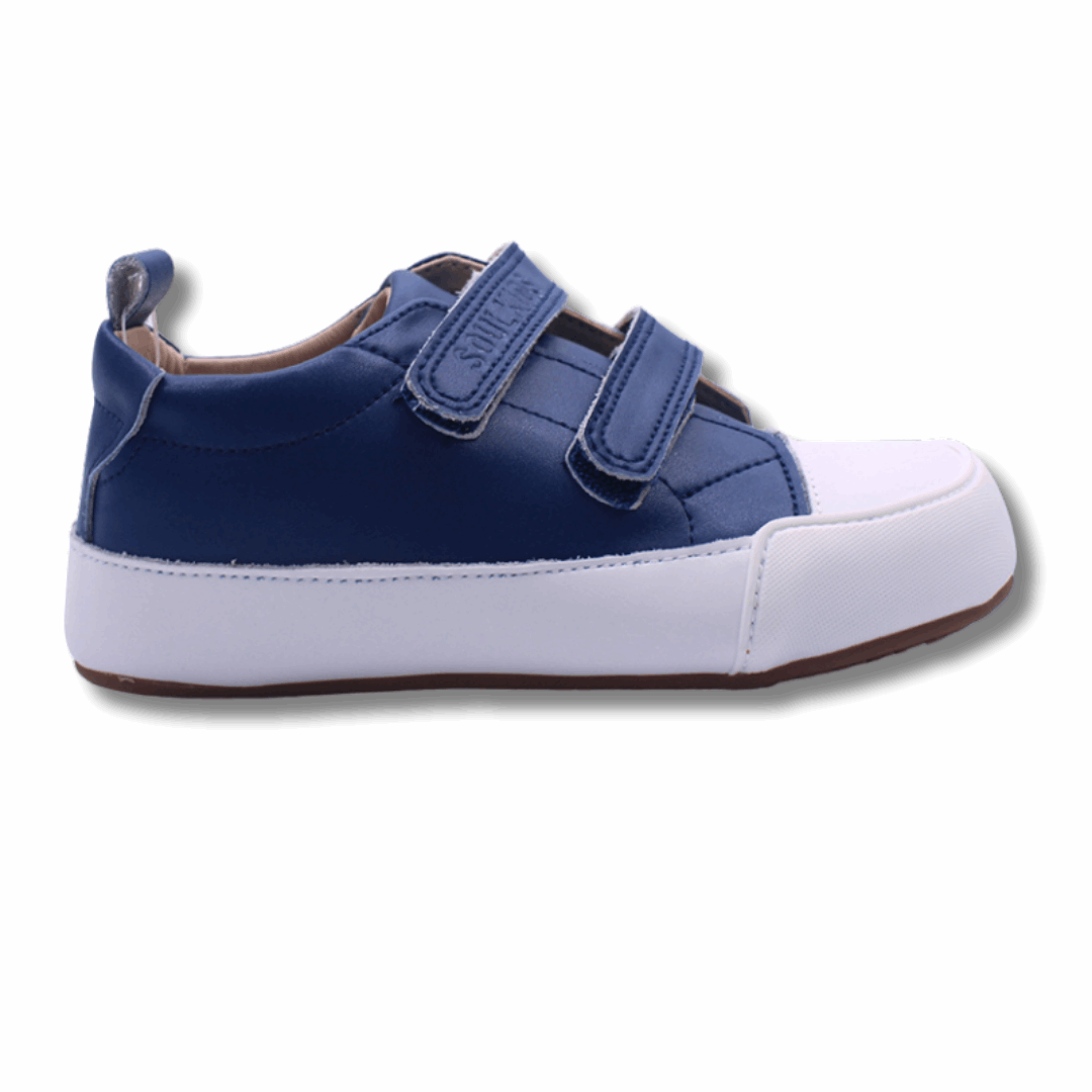 Zapatilla ergonómica barefoot Oasis azul marino para niños vista lateral