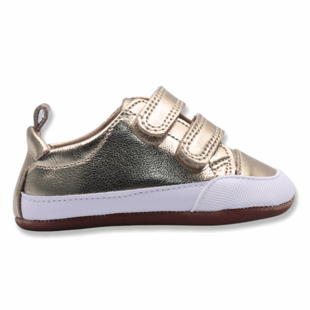 Zapatilla Ergonómica Pioneros 2 dorado gold vista lateral