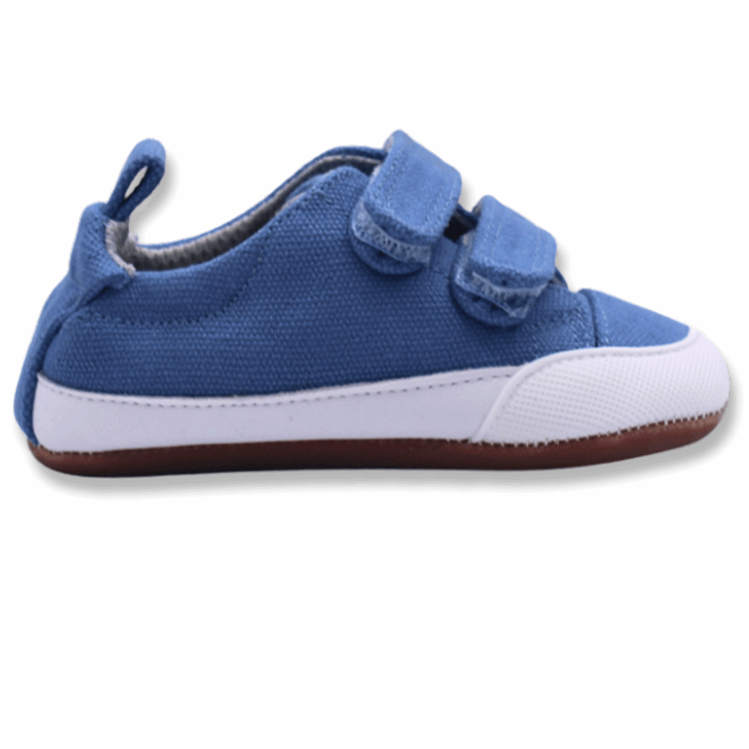 Zapatilla ergonómica barefoot Pioneros 2 (lona) Celeste para niños unisex vista lateral   