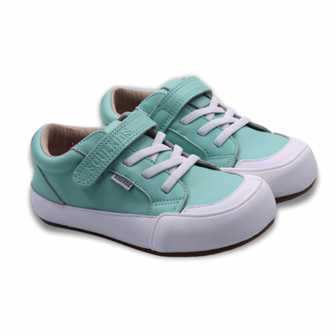 Zapatilla ergonomica Barefoot Oasis 2 vegan verde menta vista lateral ambos pies