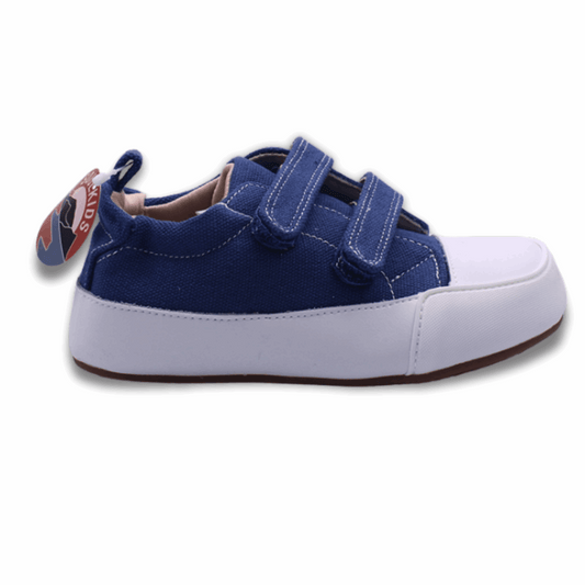 Zapatilla ergonómica barefoot Oasis Lona Jeans punta blanca unisex vista lateral